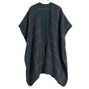 Madewell Reversible Poncho Wrap Cape Scarf Melange Dark Palm NC644 One Size